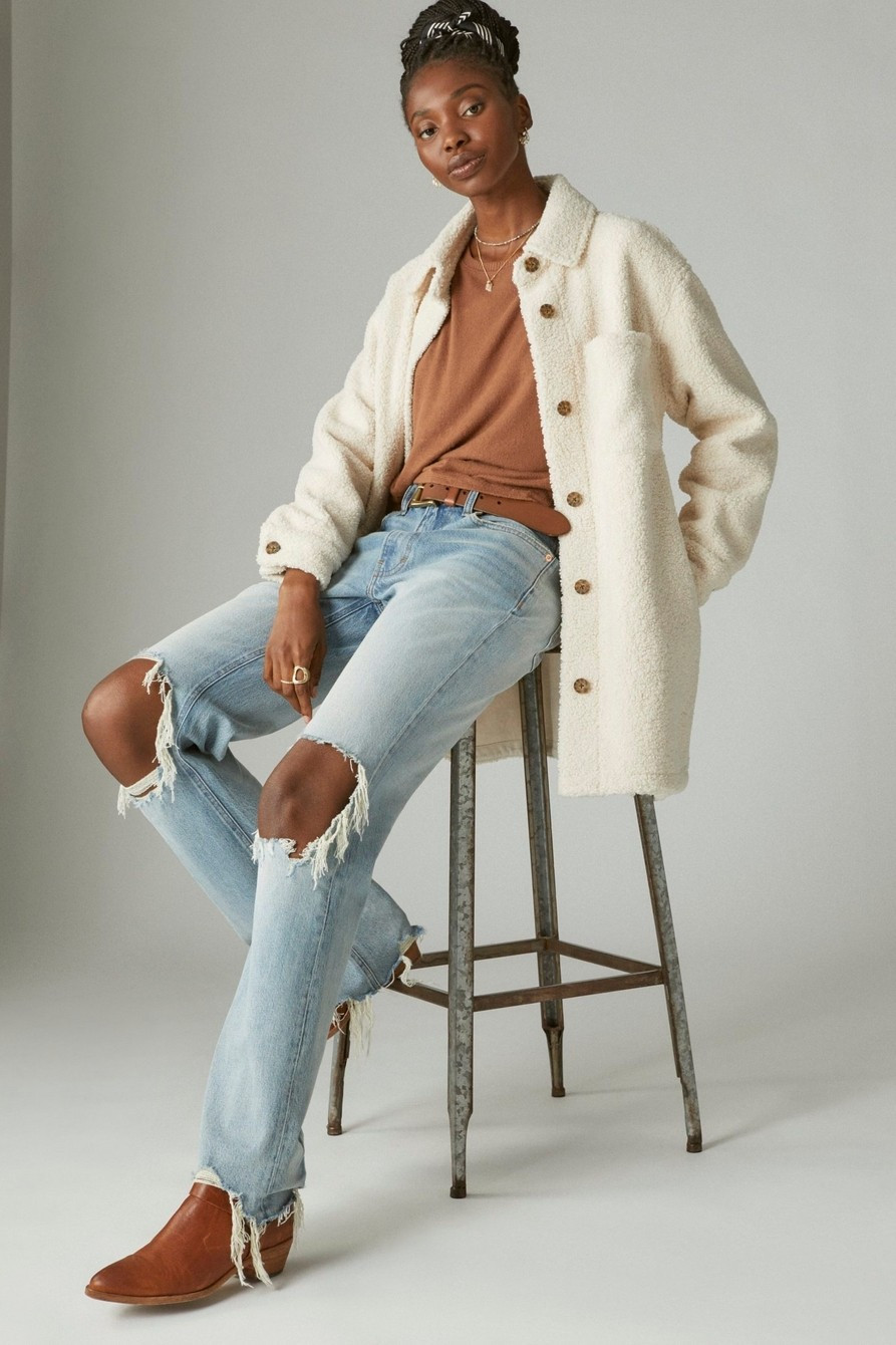 faux shearling shirt jacket | Lucky Brand