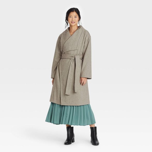 Women&#39;s Knit Wrap Coat - A New Day&#8482; Brown M | Target
