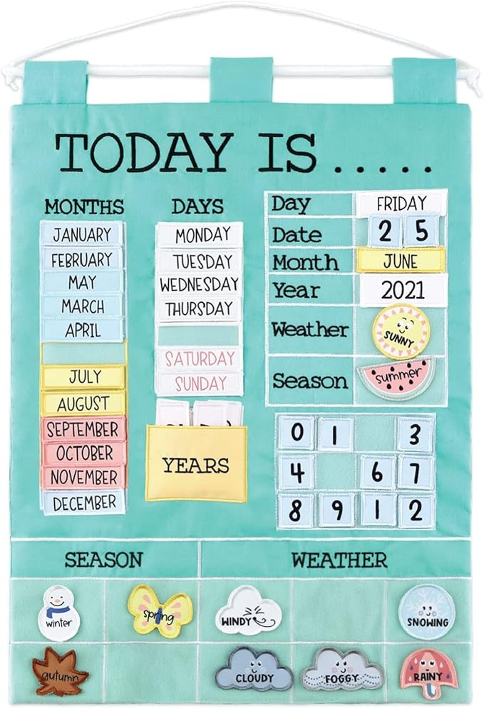 The Peanutshell Preschool Educational Wall Calendar - 53 Fabric Pieces for Months, Days, Years, W... | Amazon (US)