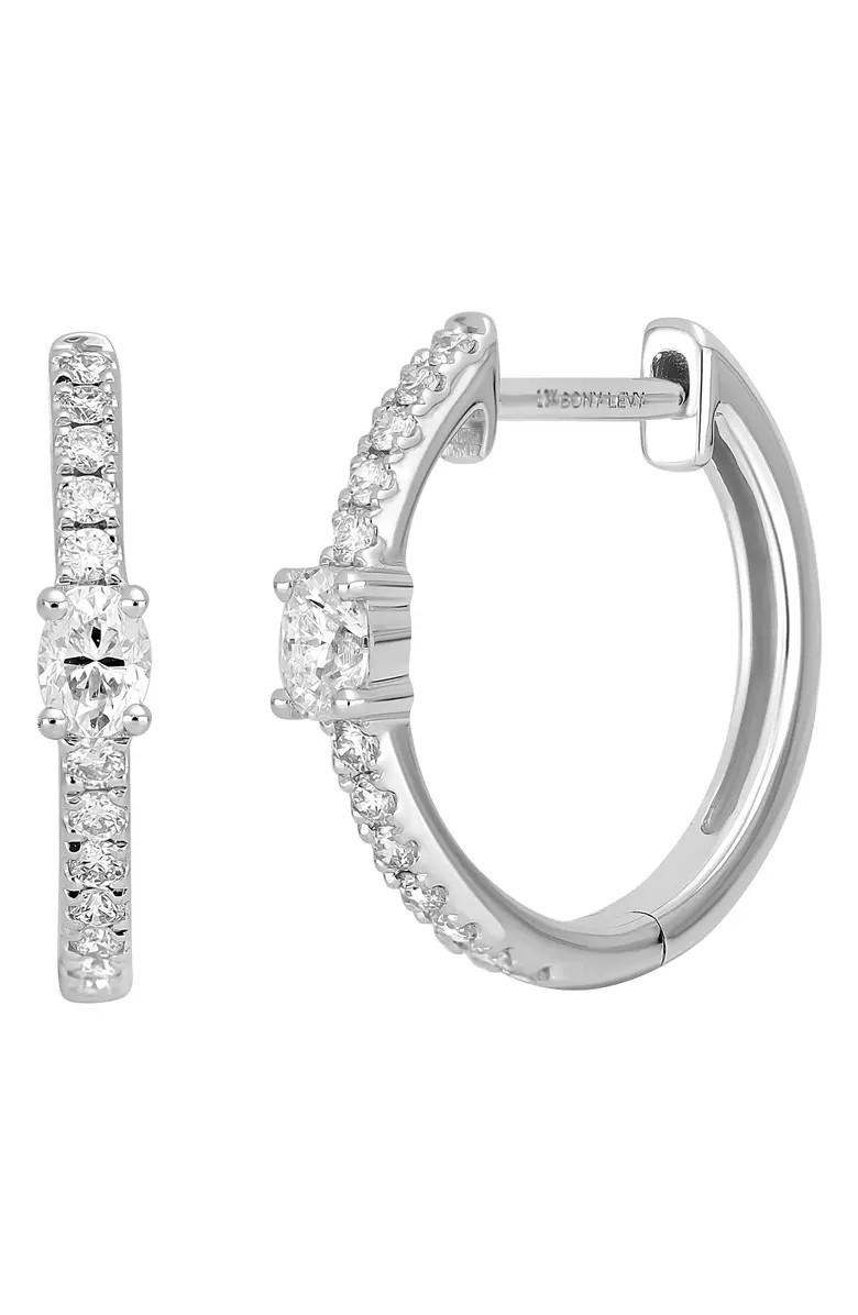 Audrey Oval Diamond Hoop Earrings | Nordstrom