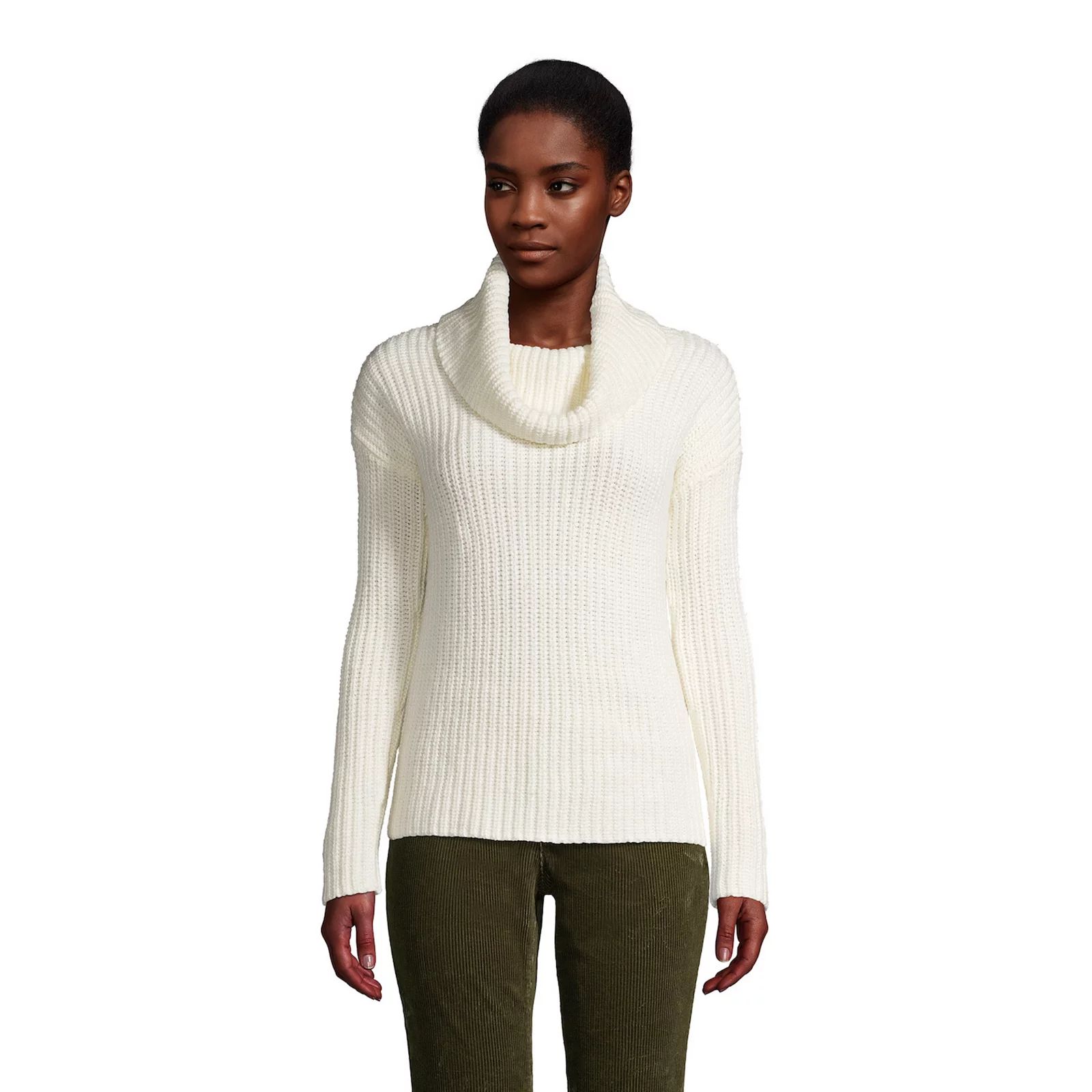 Petite Lands' End Lofty Cozy Cowlneck Sweater, Women's, Size: Large Petite, White | Kohl's