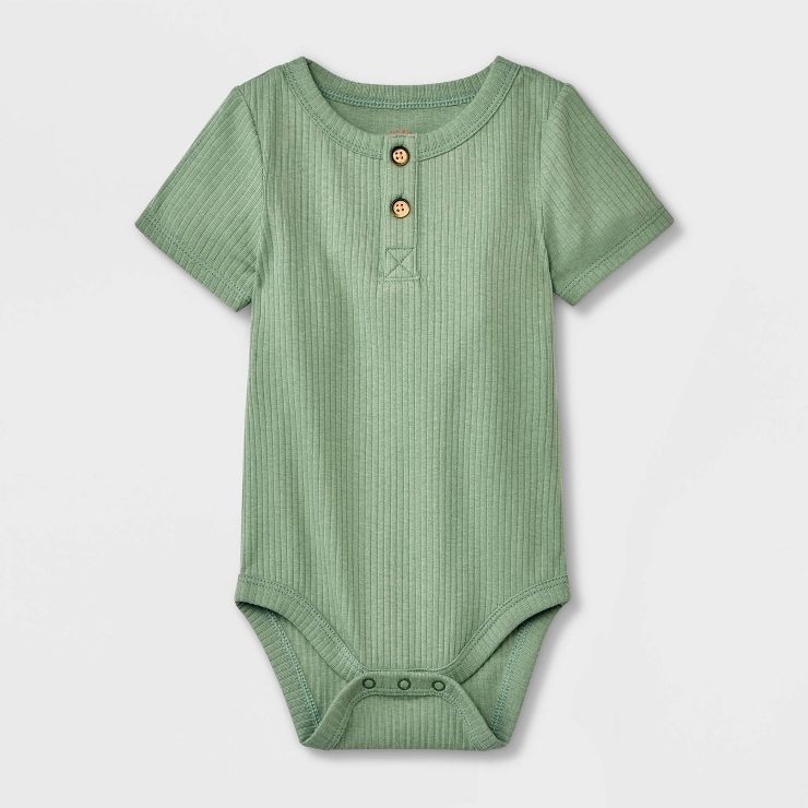 Babys' Ribbed Henley Short Sleeve Bodysuit - Cat & Jack | Target