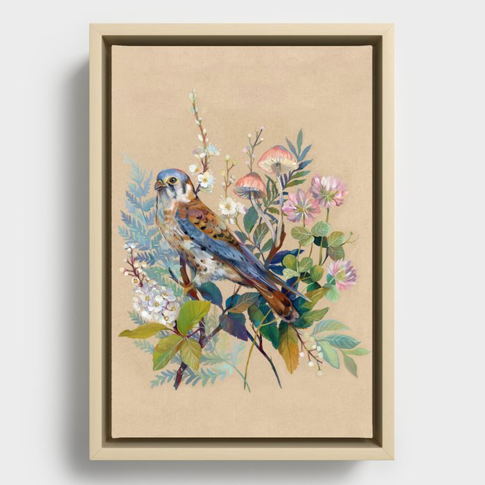 Floral Falcon Garden Framed Canvas | Society6