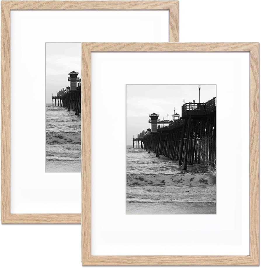 TKYGU11x14 Picture Frame mat to 8x10 set of 2Natural, Minimalist 11x14 Poster Frame, HD tempered ... | Amazon (US)