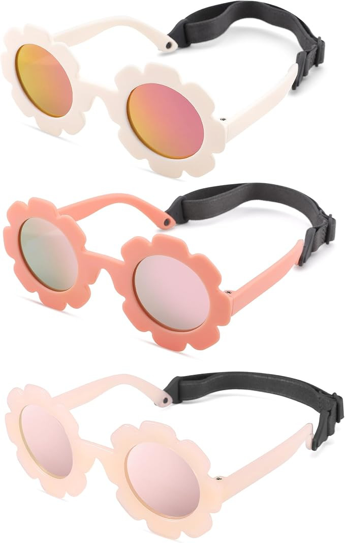 Polarized Baby Sunglasses with Strap - Unbreakable Infant Flowers Sunglasses for Newborn Girls Bo... | Amazon (US)