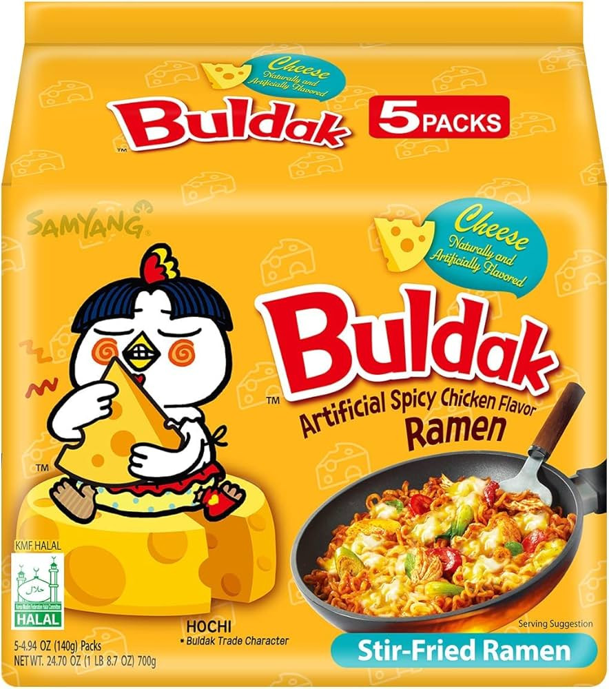 Samyang Buldak Spicy Ramen, Hot Chicken Ramen, Korean Stir-Fried Instant Noodle, Cheese, 1 Bag wi... | Amazon (US)