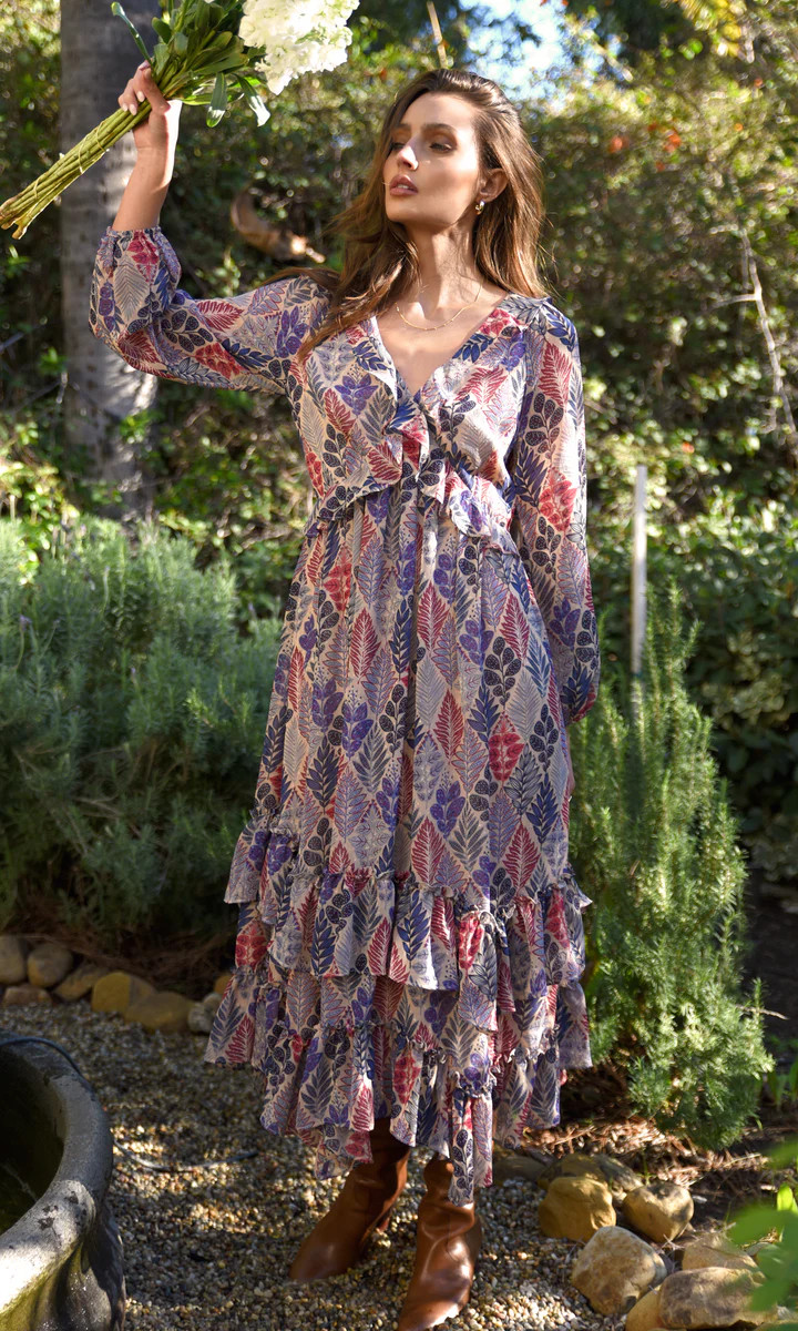 Kenzie Ruffle Maxi Dress | Greylin Collection | Women's Luxury Fashion Clothing 