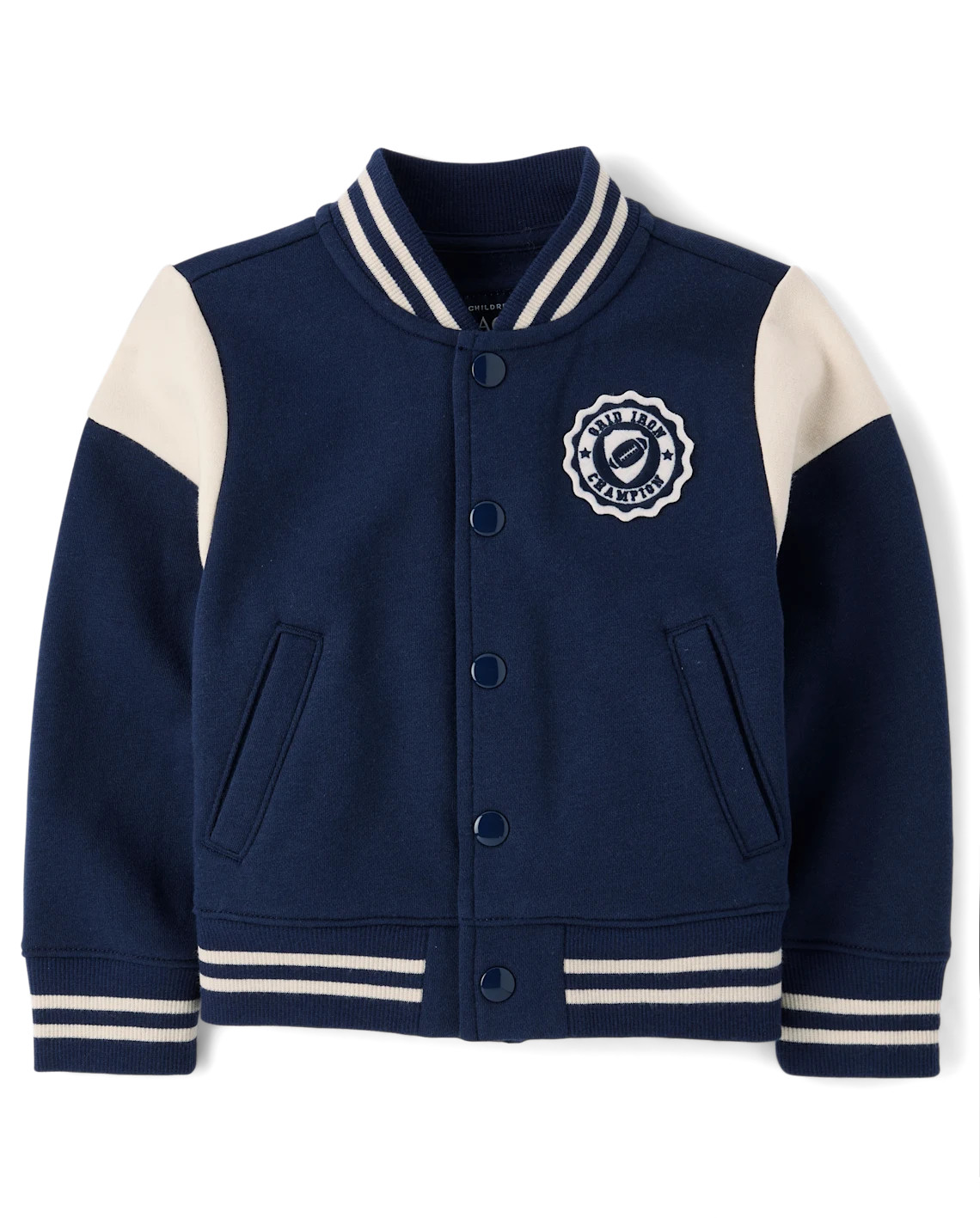 Toddler Varsity Patch Premium Fleece Bomber Jacket - blue | The Children's Place