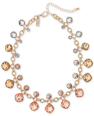 Gold-Tone Mixed Stone Statement Necklace, 17-1/2" + 3" extender | Macy's