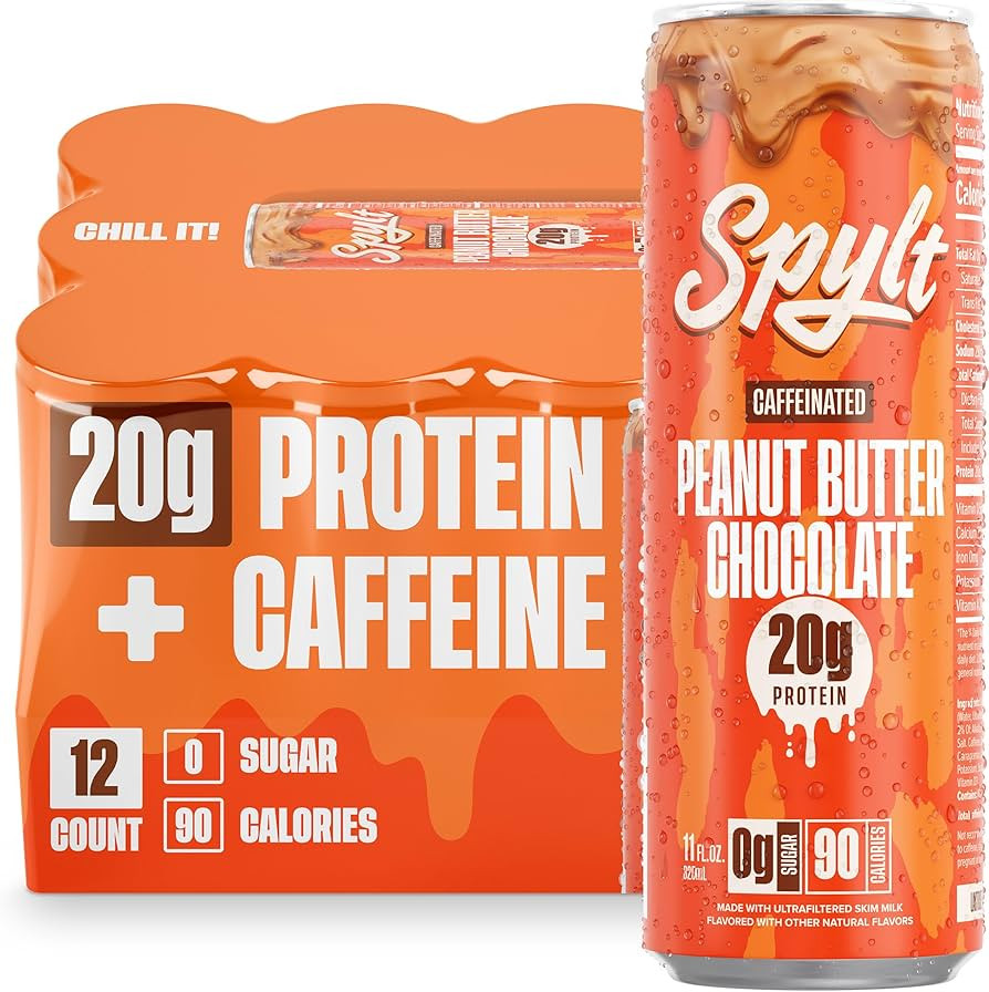 Spylt High Protein Peanut Butter Chocolate Milk with 60mg Caffeine & 20g Protein - 90 Calories, R... | Amazon (US)