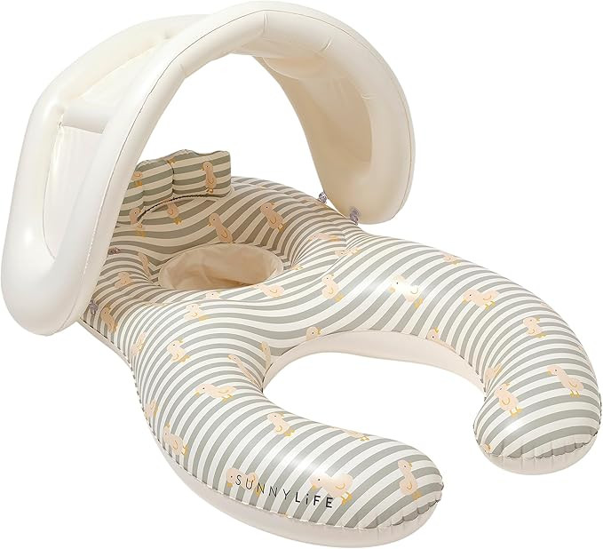 SUNNYLiFE Float Together Baby Seat, Duck Sage Stripe, PVC, 43.31x29.13x25.59 Inches, 1.87 lbs | Amazon (US)