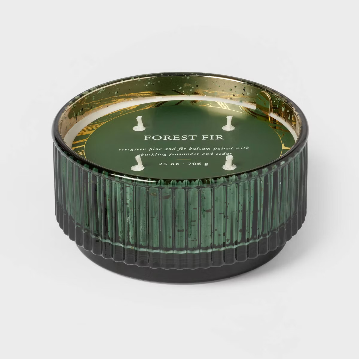 25oz Mercury Footed Ribbed Glass with Dustcover Green/Forest Fir - Threshold™ | Target