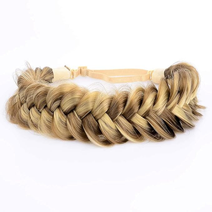 DIGUAN Messy Wide 2 Strands Synthetic Hair Braided Headband Classic Chunky Plaited Braids Elastic... | Amazon (US)