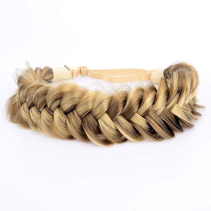 DIGUAN Messy Wide 2 Strands Synthetic Hair Braided Headband Classic Chunky Plaited Braids Elastic... | Amazon (US)