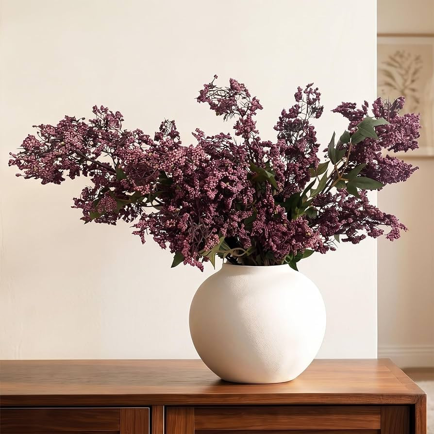 3 Pcs Artificial Dusty Plum Berry Stem 42 Inch Fake Flowers Picks Branches Faux Realistic Sedum S... | Amazon (US)