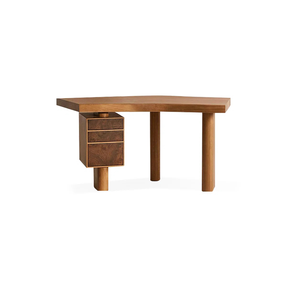 Walnut Free Form Solid Wood with 3 drawers desk | Wayfair North America