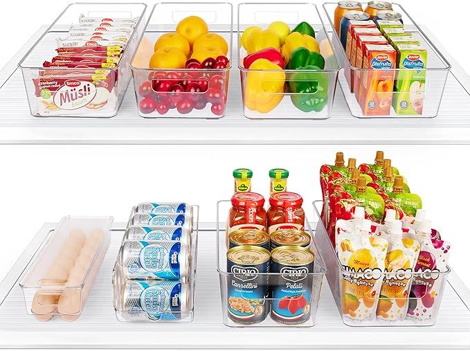 Vtopmart Set of 8 Fridge Organizer, Refrigerator Organizer Bins with Handles, Freezer Organizer C... | Amazon (US)