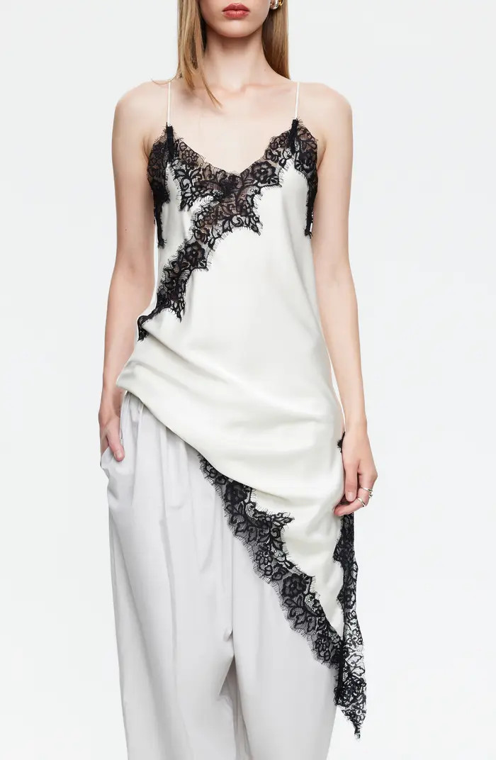 Emerging Lace Trim Asymmetric Slipdress | Nordstrom