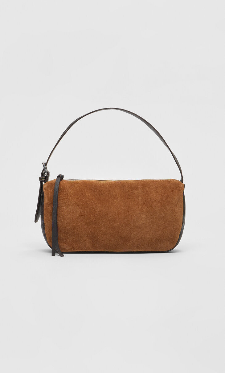 Split suede shoulder bag - Women's fashion | Stradivarius United Kingdom | Stradivarius (UK)