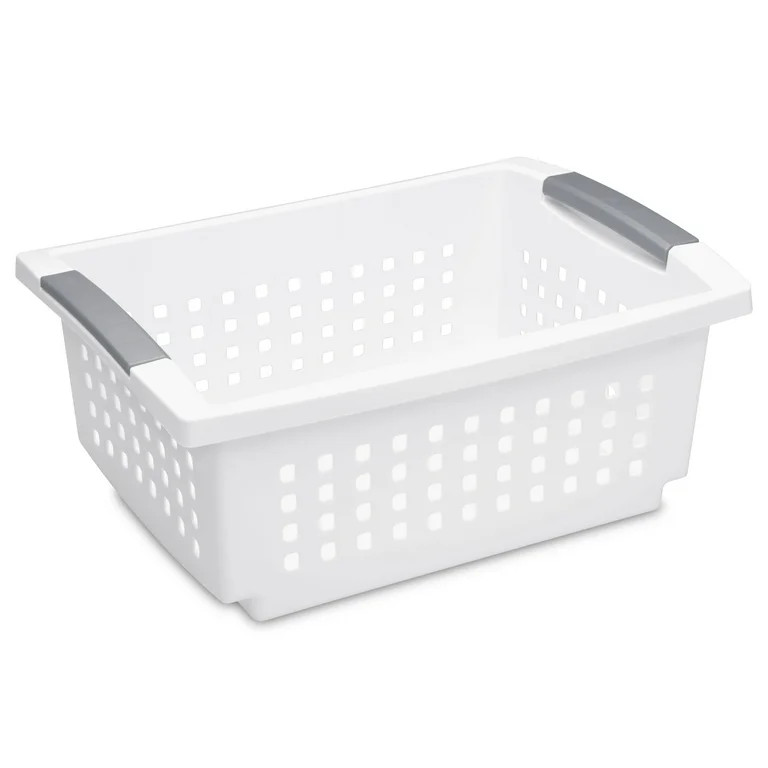 Sterilite Medium Stacking Basket Plastic, White | Walmart (US)
