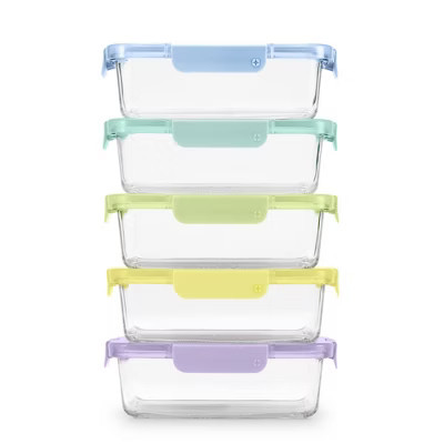 Ello Color Lock 10pc (set of 5) Glass Meal Prep Food Storage Containers Set Multicolor Pastels | Target