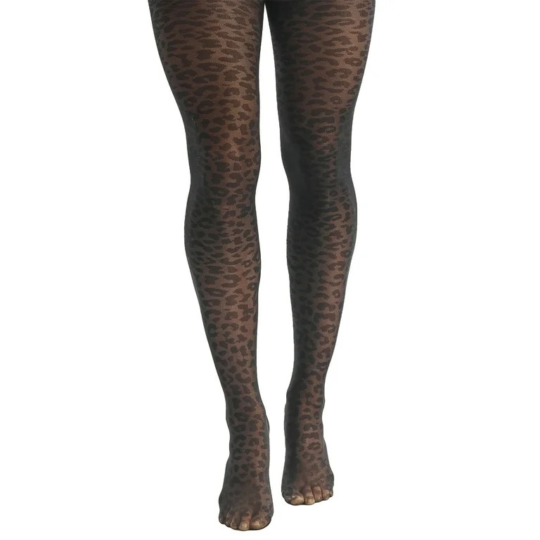 Secret Treasures Women's Leopard/Opaque Tights, 2 Pair Pack | Walmart (US)