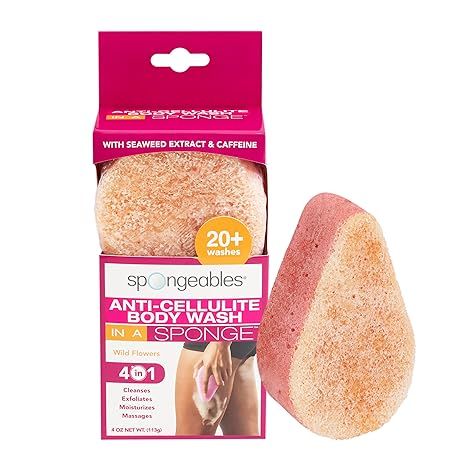 Spongeables Spongeables anti-cellulite body wash in a sponge, english rose scent, spa cellulite m... | Amazon (US)