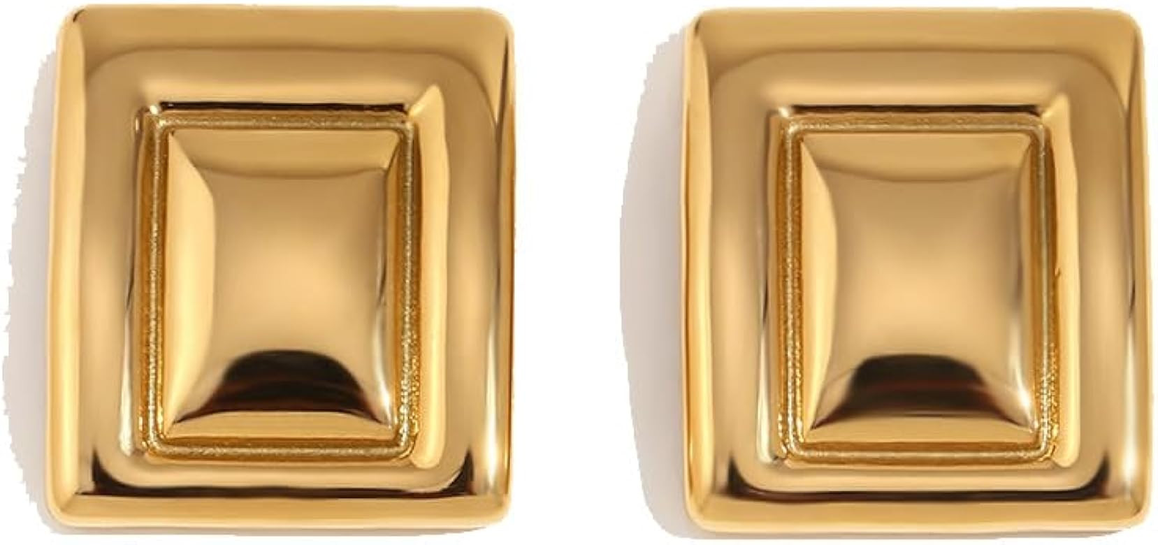 Kokoma Geometric Chunky Earrings for Women Large Square Boho Statement Stud Earrings Thick Dome E... | Amazon (US)