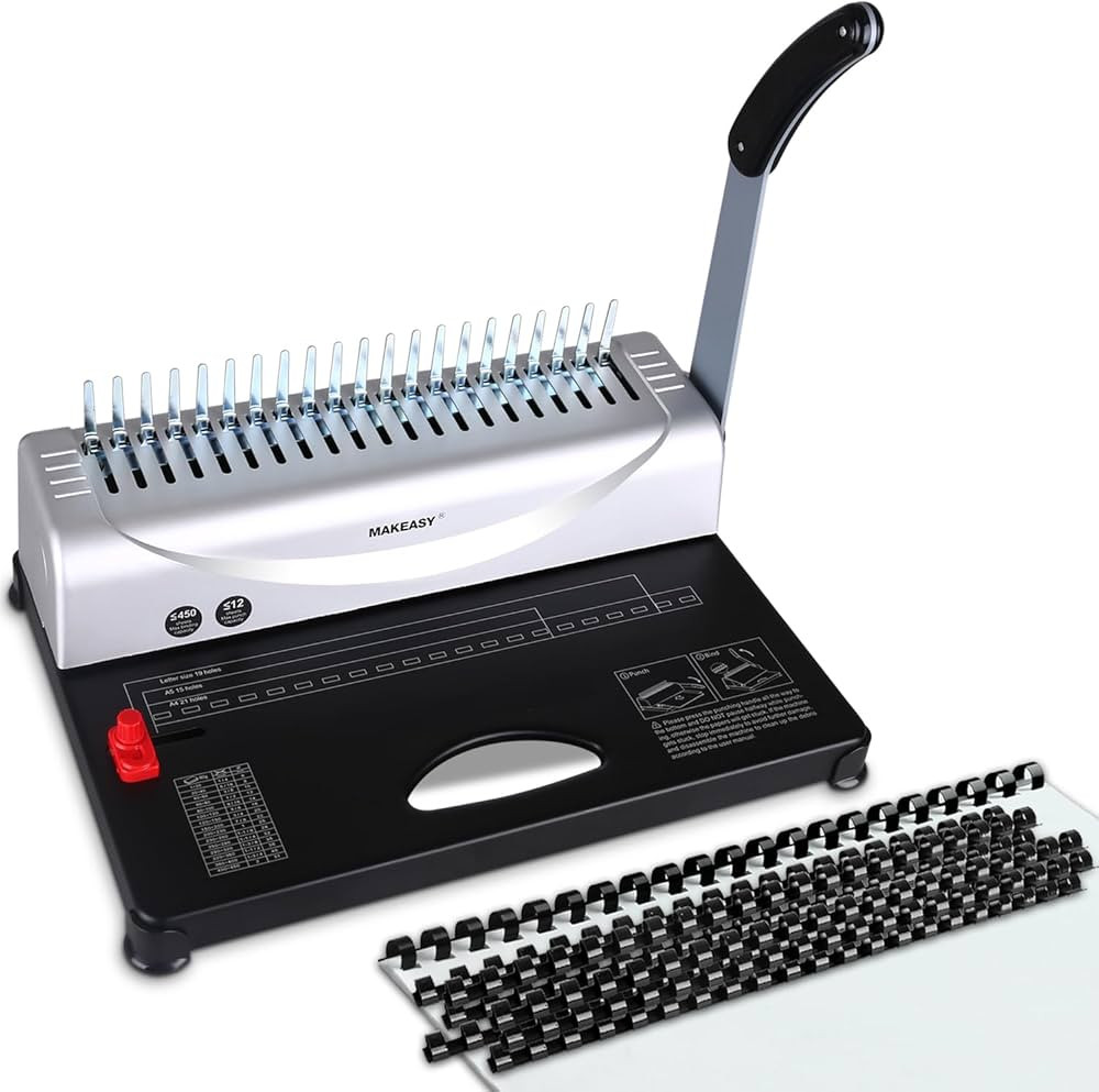 MAKEASY Binding Machine, 21-Hole, Book Binding Machines with 100PCS 3/8'' Comb Bindings Spines, C... | Amazon (US)