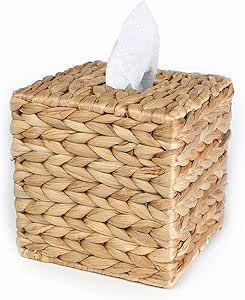 Square Seagrass Tissue Box Cover, Rustic Decorative Wicker Water Hyacinth Tissue Box Cover Square... | Amazon (US)