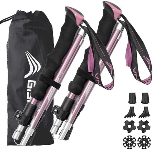 Hiking Poles Aluminum Collapsible Trekking Pole Lightweight Stick | Amazon (US)