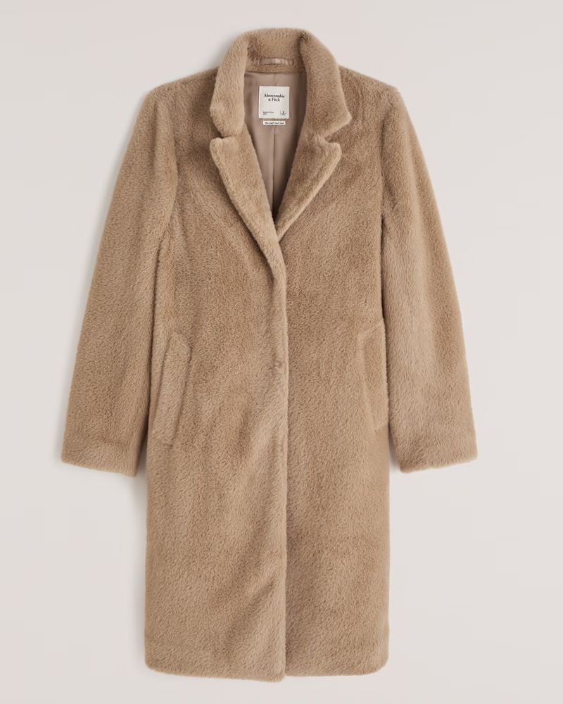 Women's Faux Fur Dad Coat | Women's Coats & Jackets | Abercrombie.com | Abercrombie & Fitch (US)