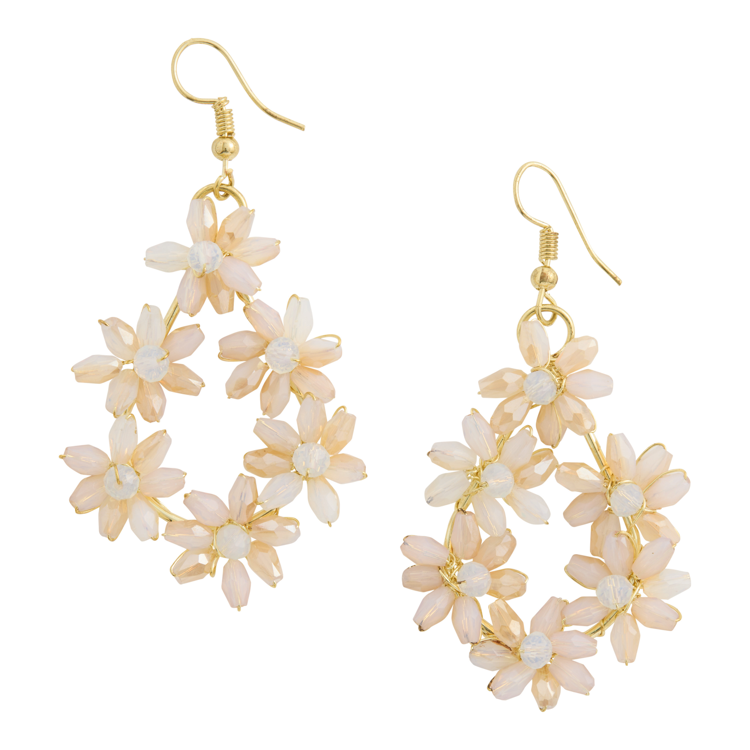 Opal Glass Hand Beaded Flower Cluster Drop Earrings - World Market | World Market