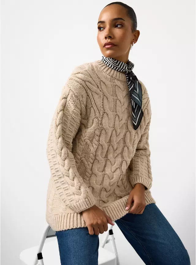 Neutral Oversized Cable Knitted Jumper M | Tu Clothing