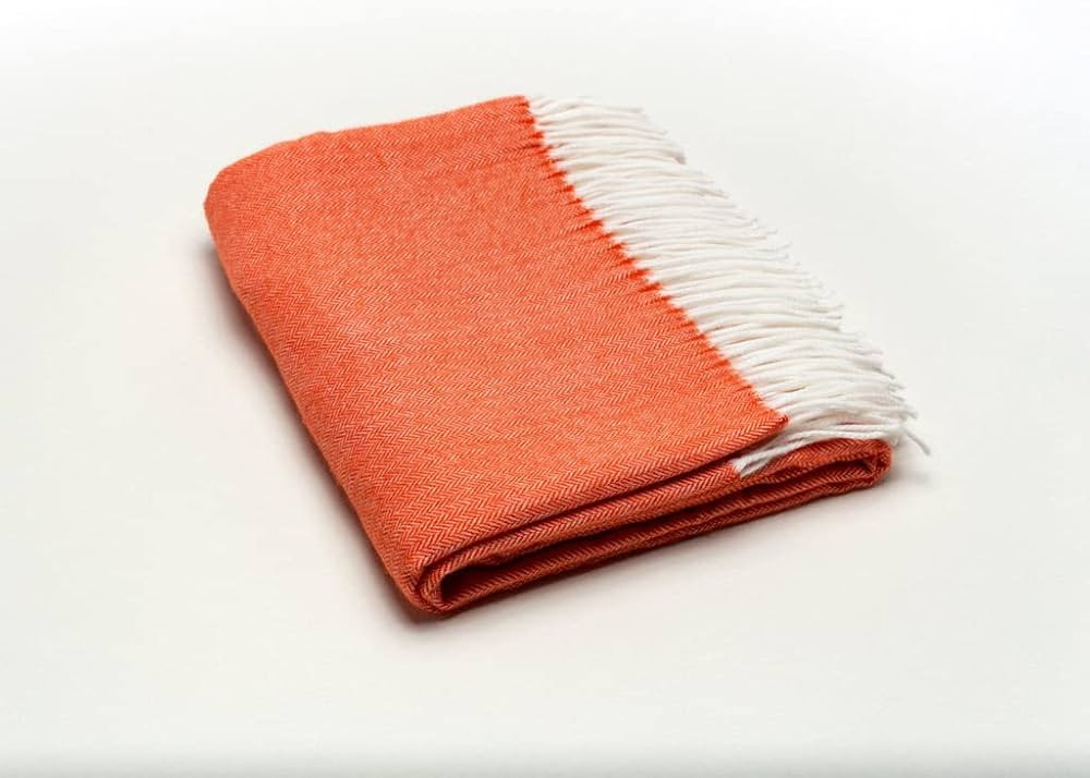 HomeRoots Dark Orange Soft Acrylic Herringbone Throw Blanket | Amazon (US)