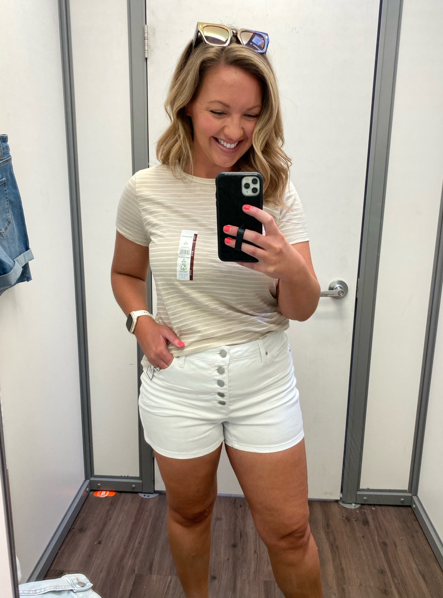 Love this neutral stripe T-shirt and white shorts!! Perfect affordable mom on the go outfit for spring / summer outfit!  Wearing size 10 shorts and size small shirt

Casual mom outfit, summer outfit, white shorts , neutral outfit, mom outfit , Walmart outfit, Walmart Fashion, neutral spring outfits, vacation outfit, summer outfit 

#LTKmidsize #LTKSeasonal #LTKfindsunder50
