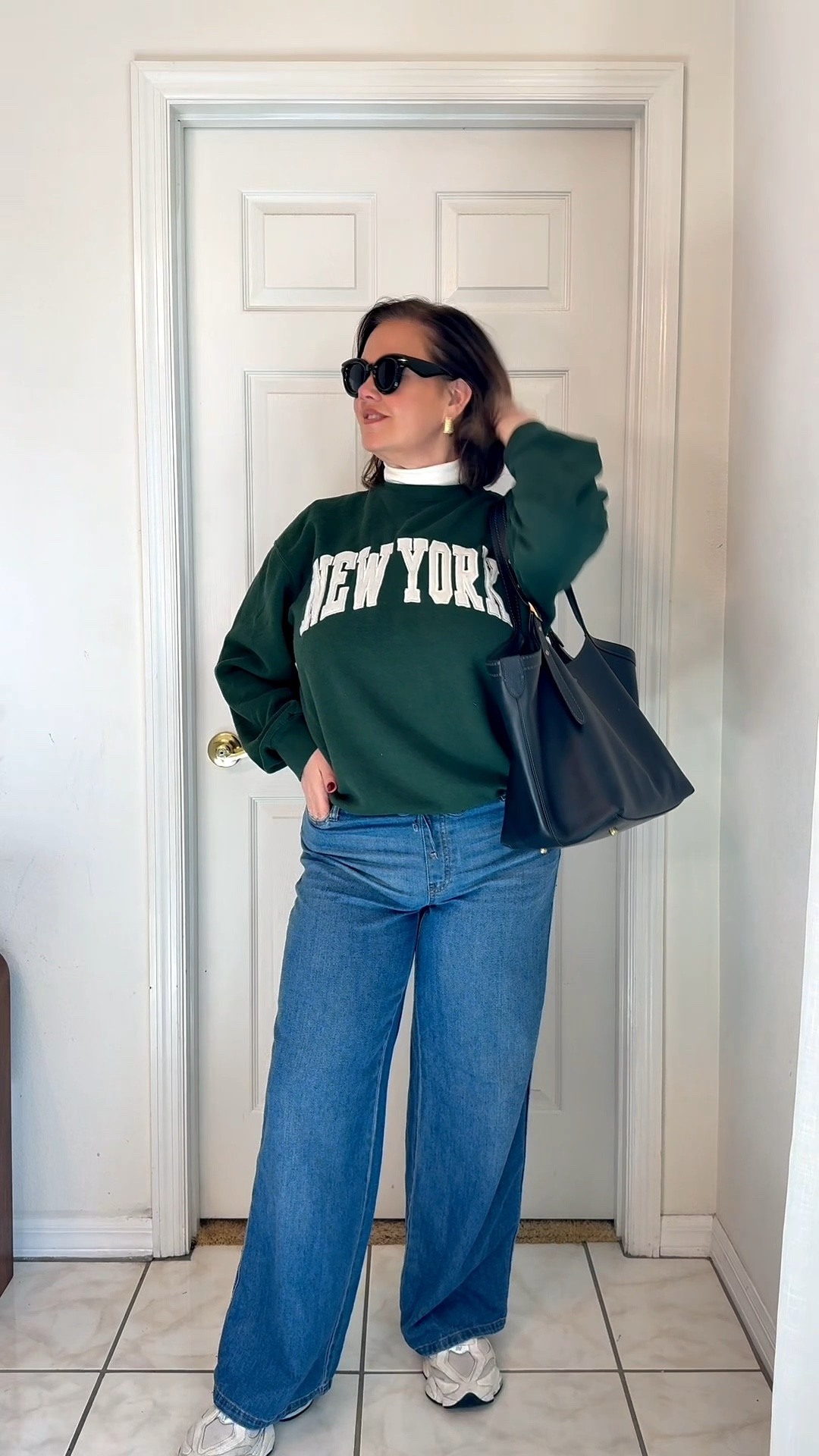 My princess Diana off duty ootd 

I feel like adding the turtleneck completely shifts the look into an effortlessly chic look! What do you think? 

Linked similar sweatshirts, as this one is exclusive to NYC area airports 😂

#LTKMidsize #LTKgrwm #LTKootd