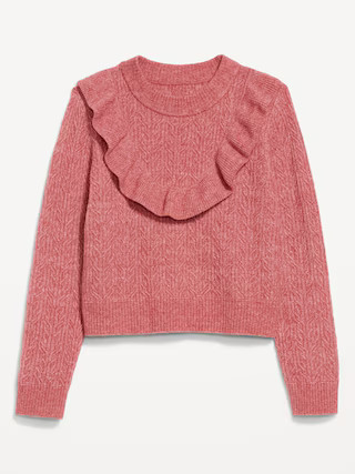 Wool-Blend Cropped Ruffle Sweater | Old Navy (US)