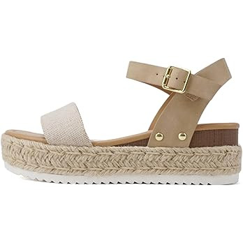 Soda CLIP ~ Women Open Toe Ankle Strap Platform Espadrille Sandal | Amazon (US)