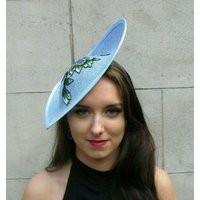 Light Blue Gold Green Leaves Rose Floral Fascinator Hat Headband Large Big 9077 | Etsy (US)