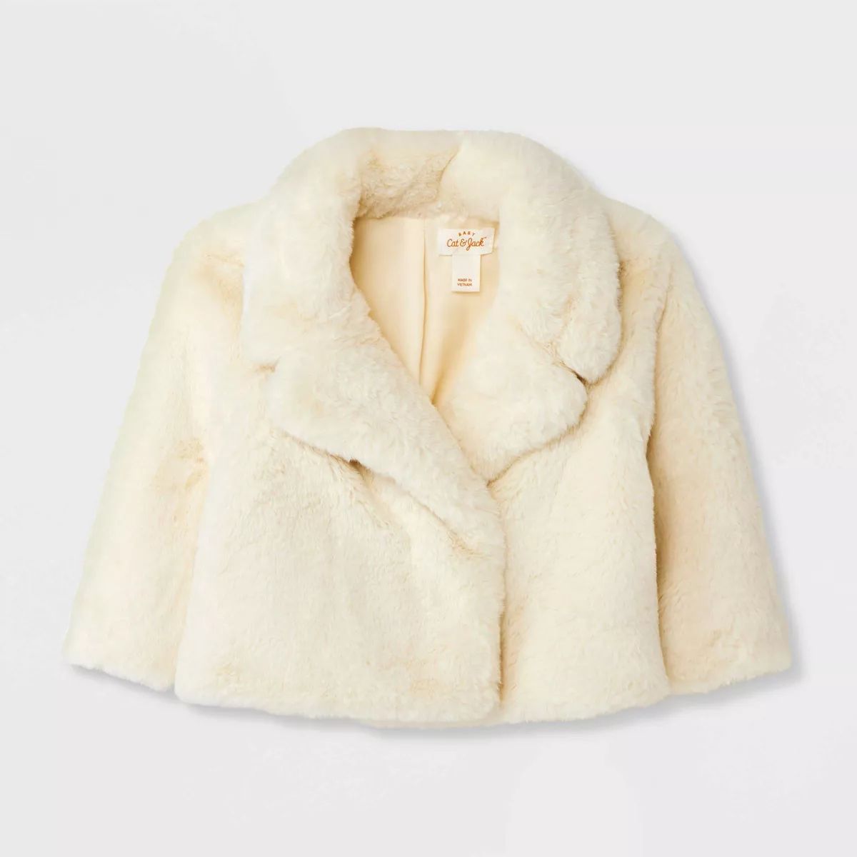 Baby Girls' Solid Faux Fur Jacket - Cat & Jack™ Off-White | Target