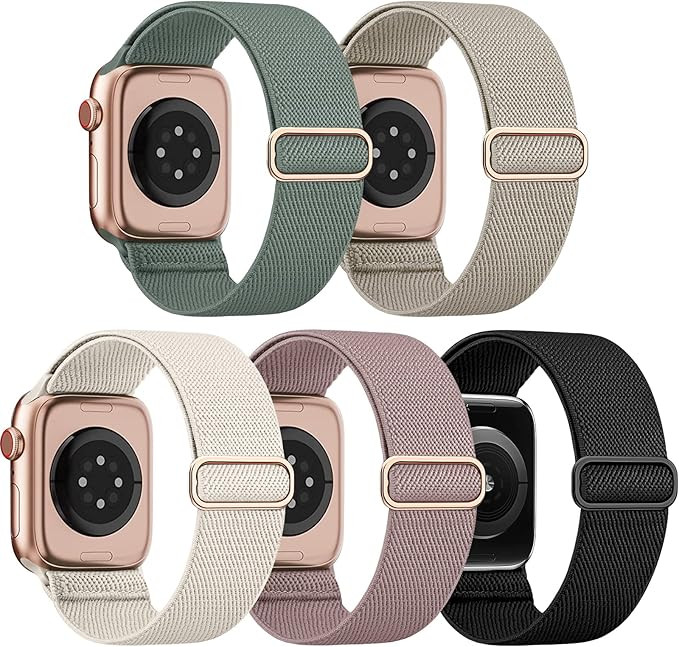 EOMTAM 5 Pack Stretchy Nylon Compatible for Apple Watch Band 38mm 40mm 41mm 42mm 44mm 45mm Women ... | Amazon (US)