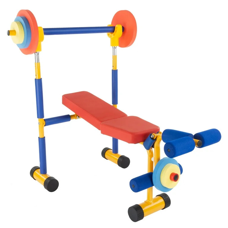Hey Play Kids Weight Bench Set with Leg Press and Barbell for Ages 3 and Up | Walmart (US)
