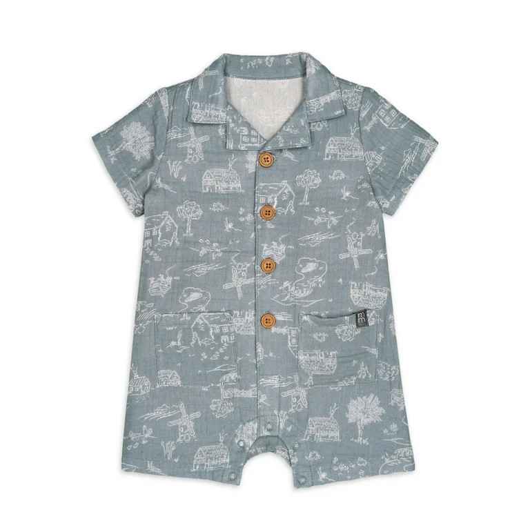 Modern Moments by Gerber Baby Boy Short Sleeve Collared Romper, Sizes 0/3 Months - 24 Months | Walmart (US)