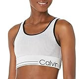 Calvin Klein Performance Women's Medium Impact Sports Bra with Removable Cups, White, Large | Amazon (US)