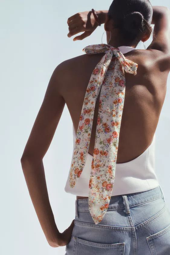 PRINTED SCARF HALTER VEST TOP | Zara US