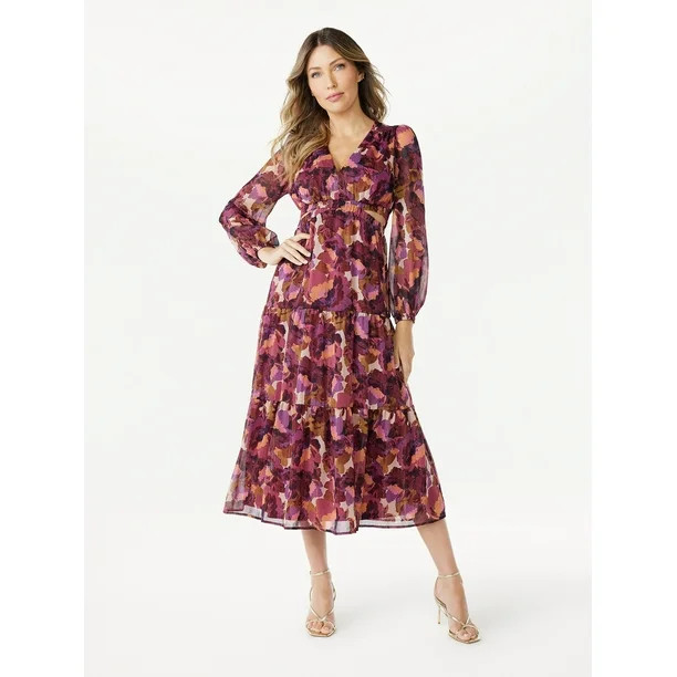 Sofia Jeans Women's Cutout Maxi Dress with Long Sleeves, 50" Length, Sizes XXS-3XL | Walmart (US)