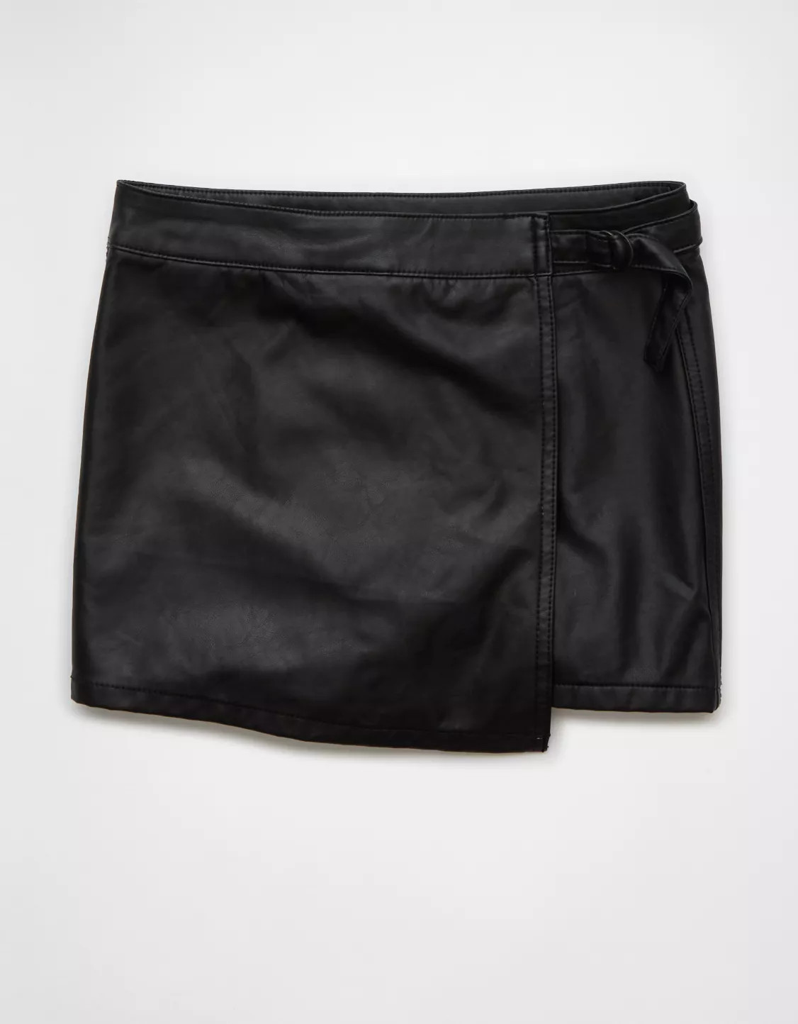 AE High-Waisted Vegan Leather Wrap Skort | American Eagle Outfitters (US & CA)