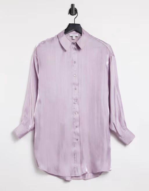 Topshop - Chemise oversize en satin - Lilas | ASOS (Global)