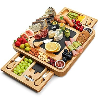Easoger Large Bamboo Charcuterie Boards, Cheese Platter with 2 Dr… | Amazon (US)